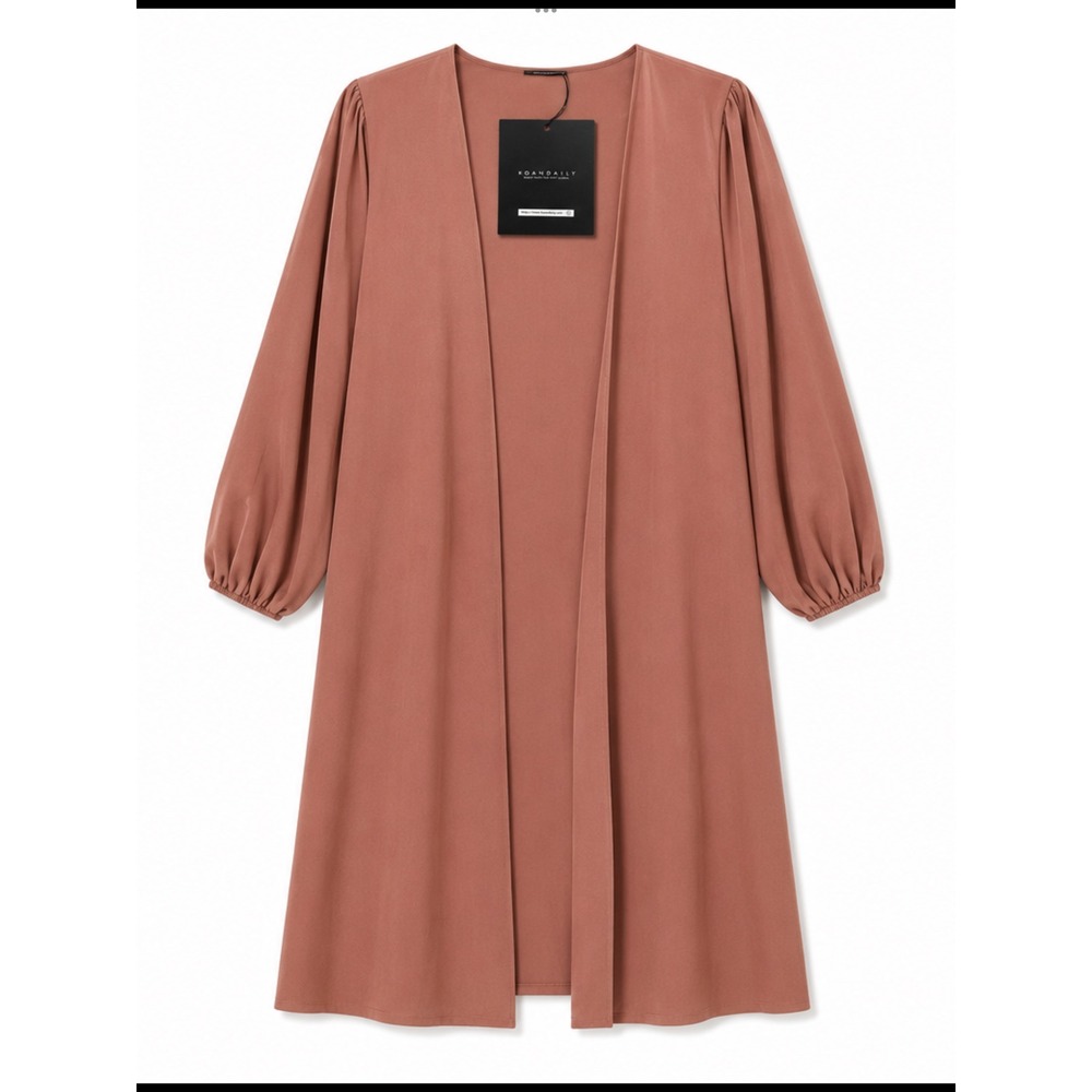 NWT Womens Mauve Brown Open Front Duster Cardigan Balloon‎ Sleev Boho Free Size